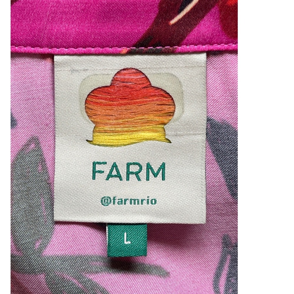 Farm Rio Snake Apple Print Midi Skirt L Pink Boho Eclectic Maximalist Tropical - Picture 8 of 13